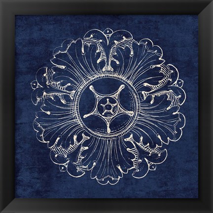 Framed Rosette VI Indigo Print