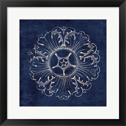 Framed Rosette VI Indigo Print