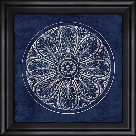 Framed Rosette VIII Indigo Print