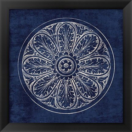 Framed Rosette VIII Indigo Print