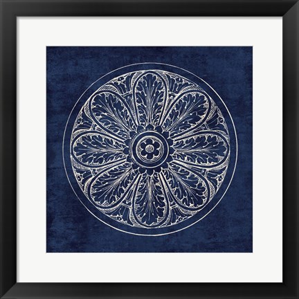 Framed Rosette VIII Indigo Print