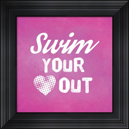 Framed Swim Your Heart Out - Pink Vintage Print