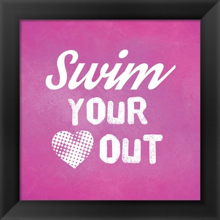 Framed Swim Your Heart Out - Pink Vintage Print