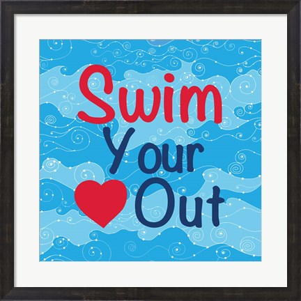 Framed Swim Your Heart Out - Girly Print