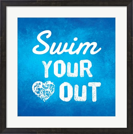 Framed Swim Your Heart Out - Blue Print