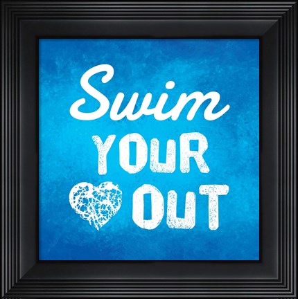 Framed Swim Your Heart Out - Blue Print