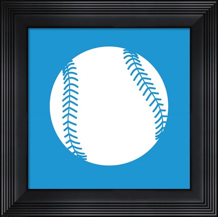 Framed White Softball on Blue Print