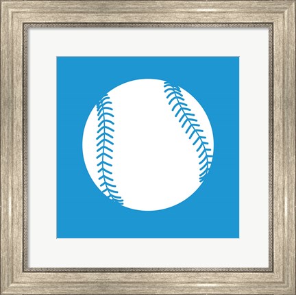 Framed White Softball on Blue Print