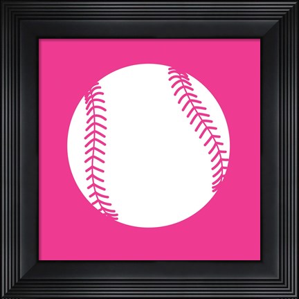 Framed White Softball on Pink Print