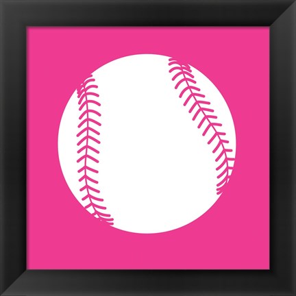 Framed White Softball on Pink Print