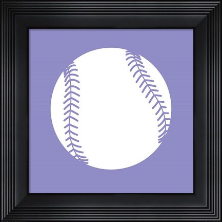 Framed White Softball on Purple Print
