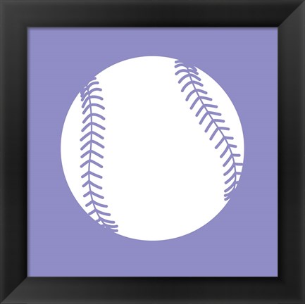 Framed White Softball on Purple Print