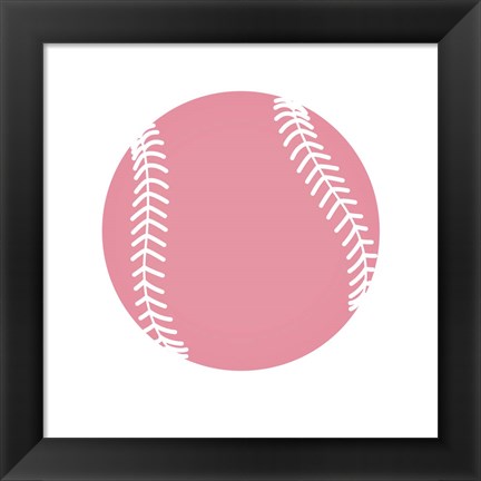 Framed Baby Pink Softball on White Print