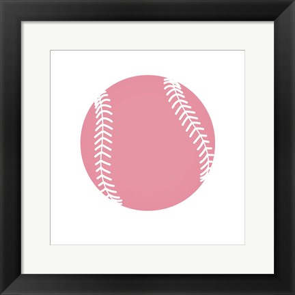 Framed Baby Pink Softball on White Print