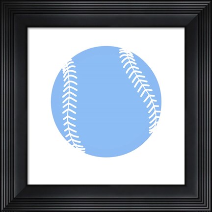 Framed Blue Softball on White Print