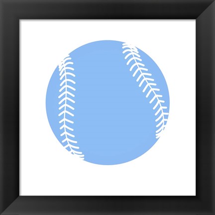 Framed Blue Softball on White Print