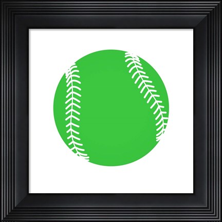 Framed Green Softball on White Print