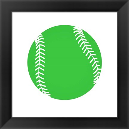 Framed Green Softball on White Print