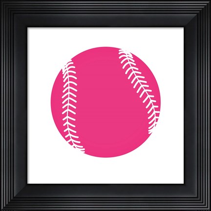 Framed Pink Softball on White Print