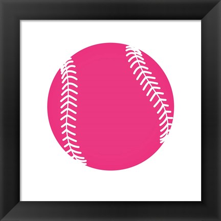 Framed Pink Softball on White Print