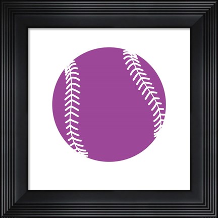 Framed Violet Softball on White Print