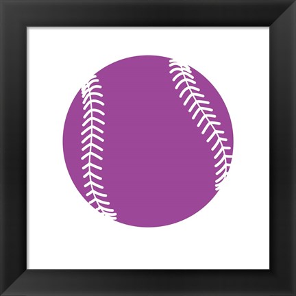 Framed Violet Softball on White Print