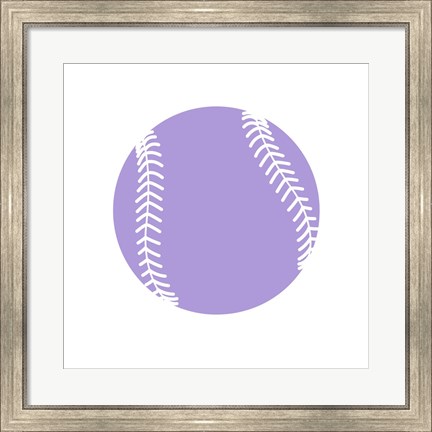 Framed Purple Softball on White Print