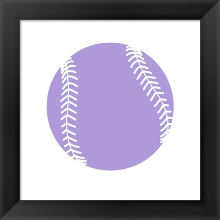 Framed Purple Softball on White Print