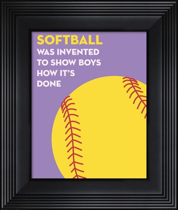 Framed Softball Quote - Yellow on Purple Print