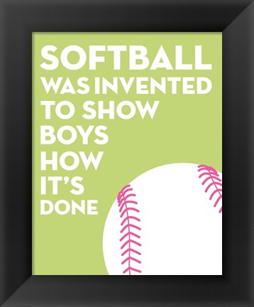 Framed Softball Quote - White on Lime Print