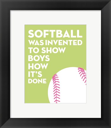 Framed Softball Quote - White on Lime Print