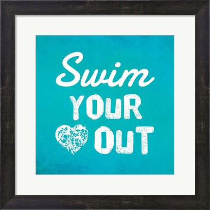 Framed Swim Your Heart Out - Teal Print