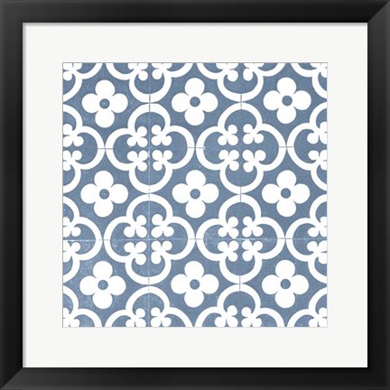 Framed Chambray Tile I Print