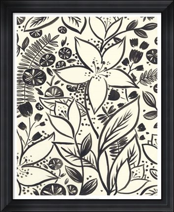 Framed Brushstroke Blossoms I Print