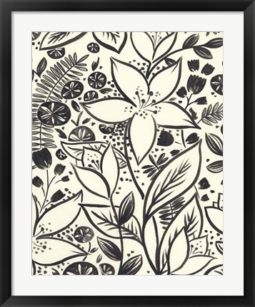 Framed Brushstroke Blossoms I Print