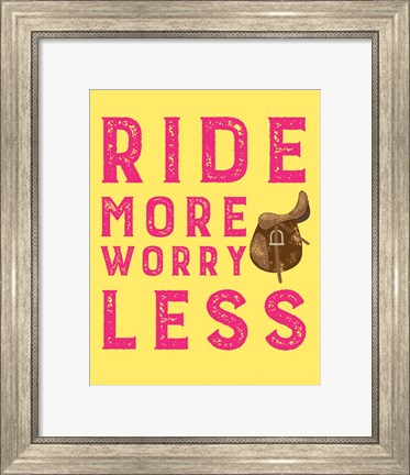Framed Ride More Worry Less - Yellow Print