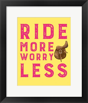 Framed Ride More Worry Less - Yellow Print