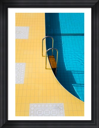 Framed High angle view of a swimming pool ladder, Banderas Bay, Puerto Vallarta, Jalisco, Mexico Print