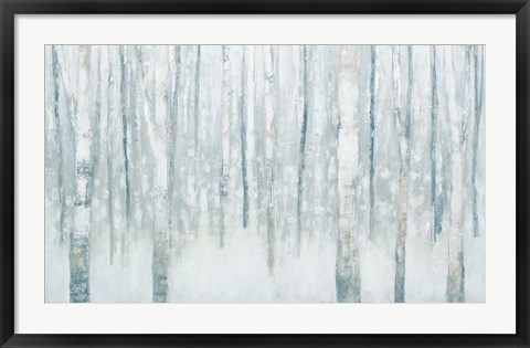 Framed Birches in Winter Blue Gray Print