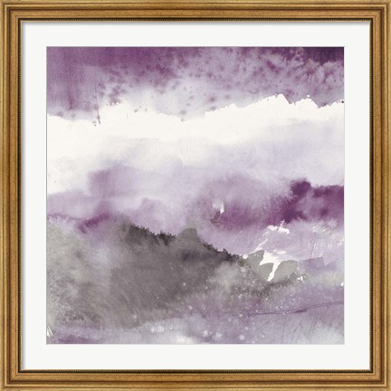 Framed Midnight at the Lake III Amethyst and Grey Print