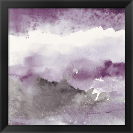 Framed Midnight at the Lake III Amethyst and Grey Print