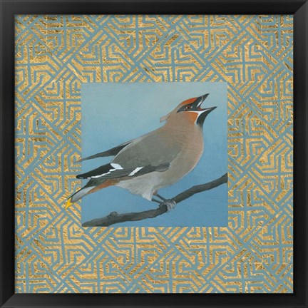 Framed Cedar Waxwing Border Print