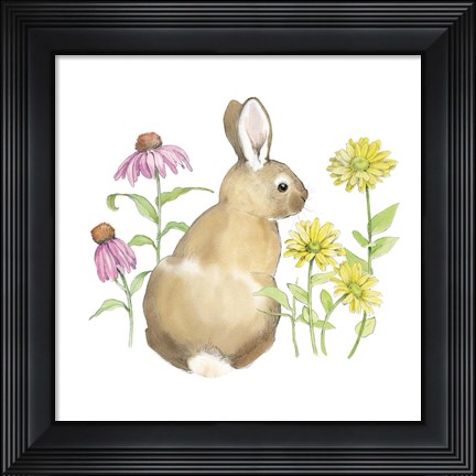 Framed Wildflower Bunnies I Sq Print