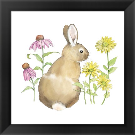 Framed Wildflower Bunnies I Sq Print