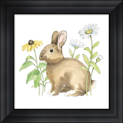 Framed Wildflower Bunnies II Sq Print