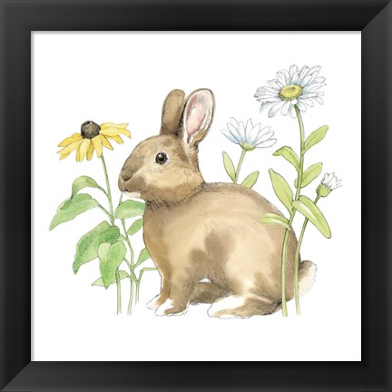 Framed Wildflower Bunnies II Sq Print