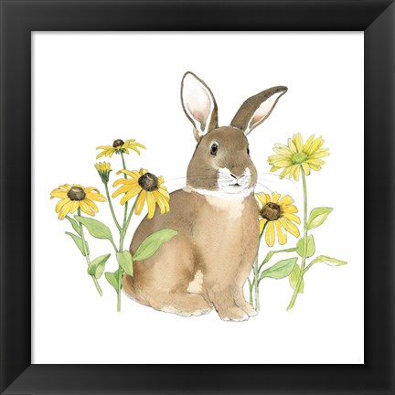 Framed Wildflower Bunnies III Sq Print