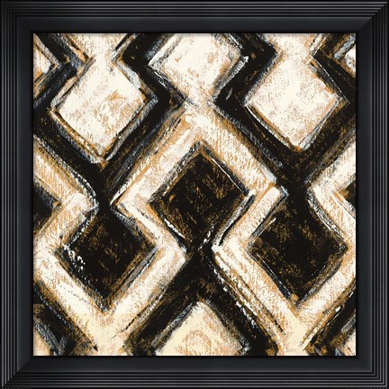 Framed Black and Gold Geometric III Crop Print