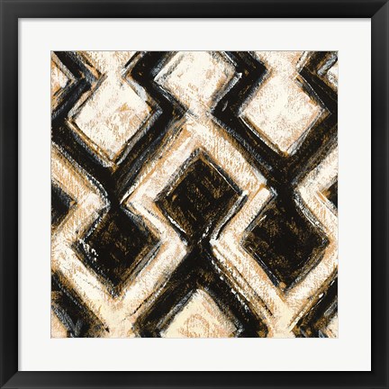 Framed Black and Gold Geometric III Crop Print