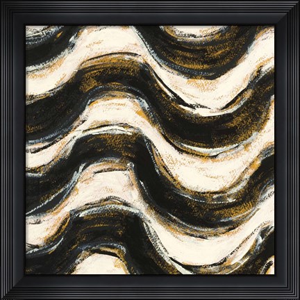 Framed Black and Gold Geometric V Crop Print